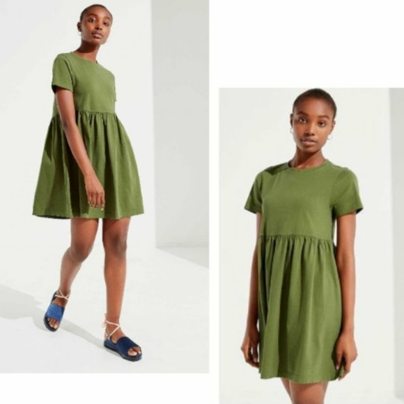 Urban Outfitters. Olive Green Babydoll Dress - Picture 5 of 11